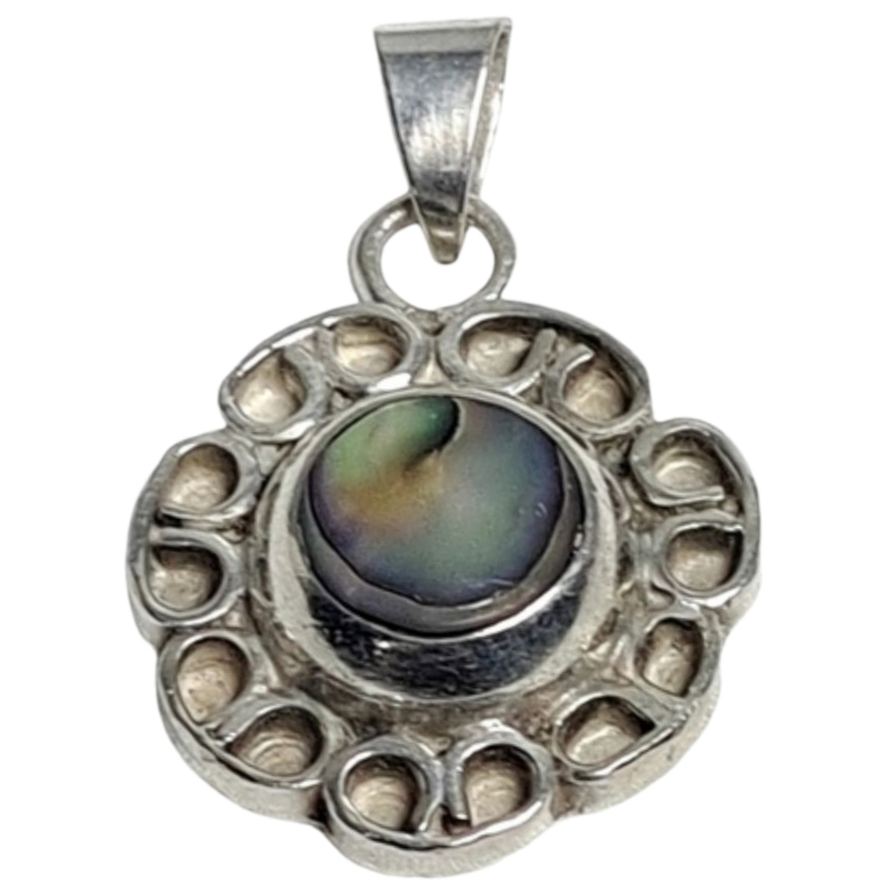 Elegant Sterling Silver Pendant with Abalone Stone - Picture 2 of 6